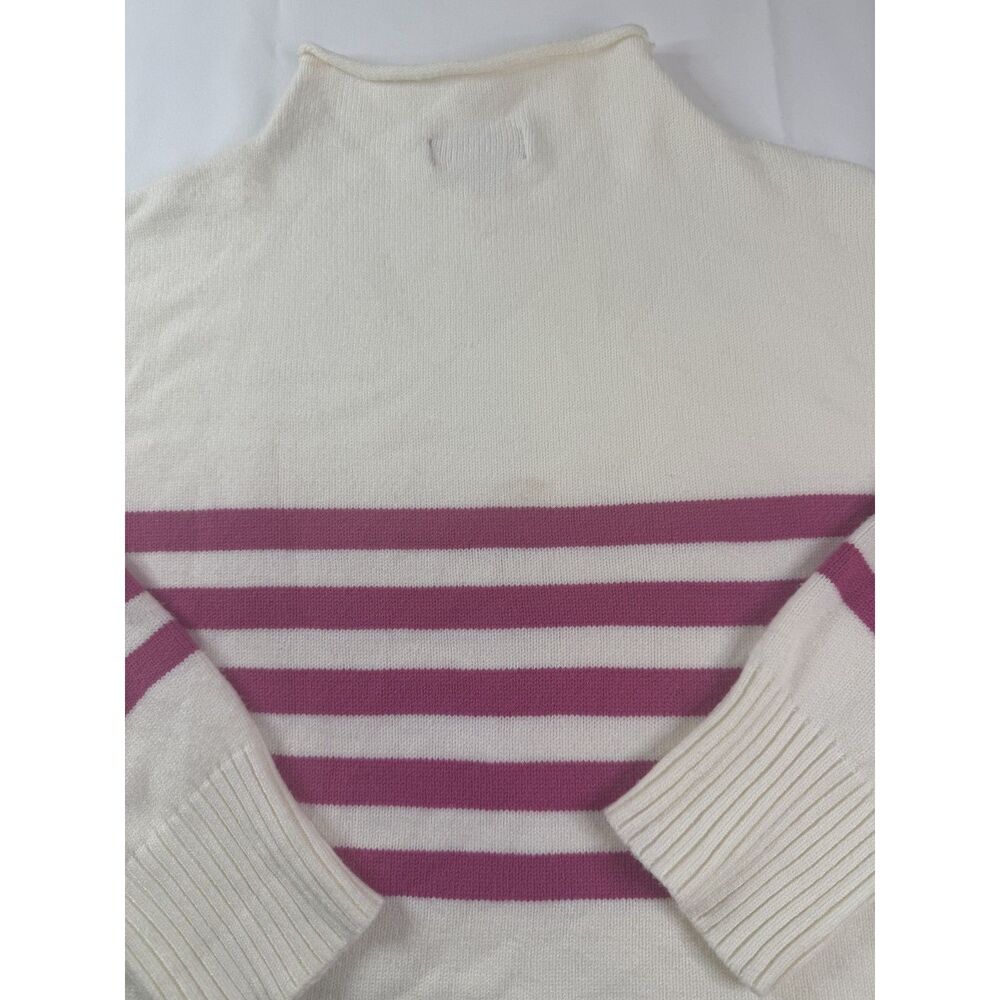 Truth by Republic Women’s XL Ivory Pink Striped Preppy Mock Neck Sweater - Picture 4 of 6